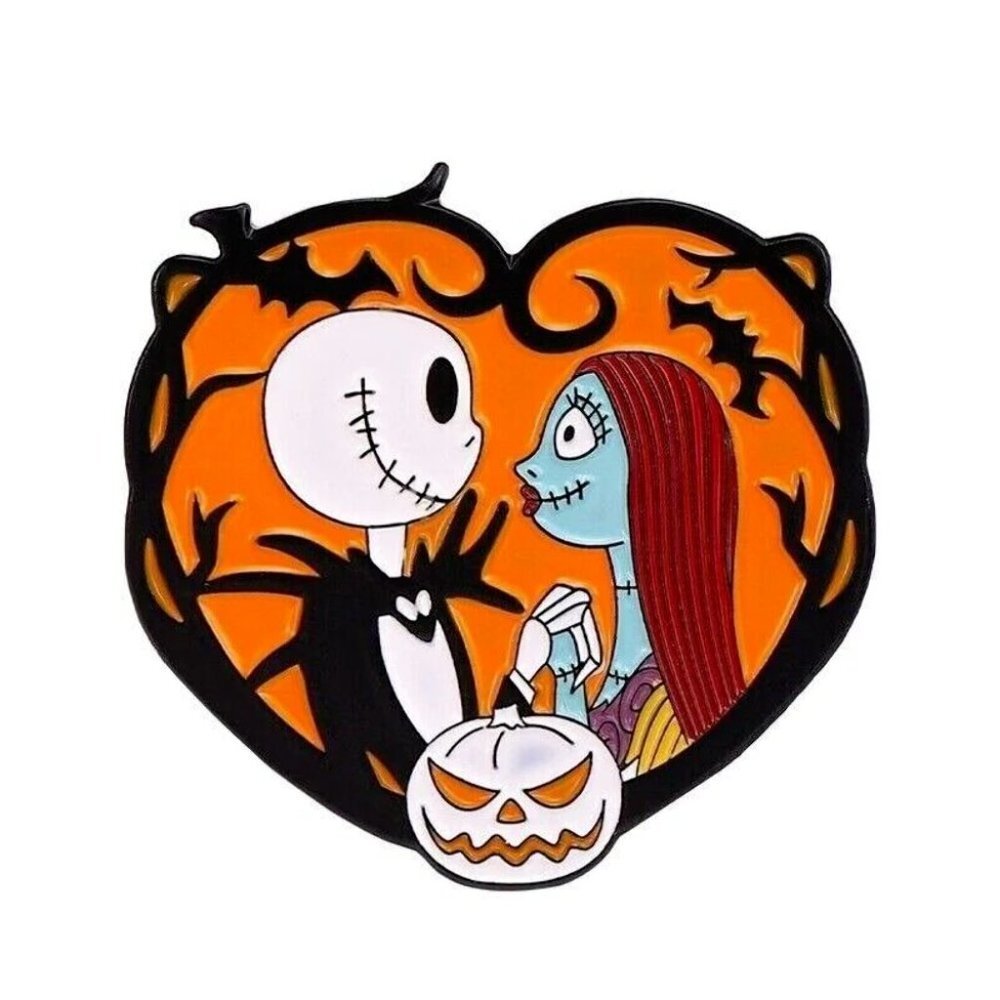 5/$20 Jack Skellington & Sally Nightmare Before Christmas Heart Pin
